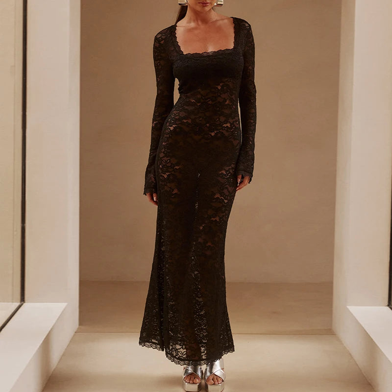 Robe sexy blanche longue transparente