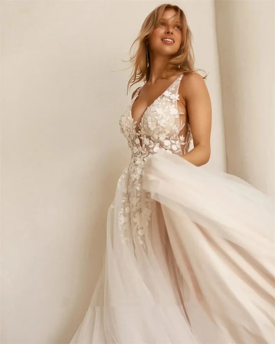 Robe de mariée dentelle transparente