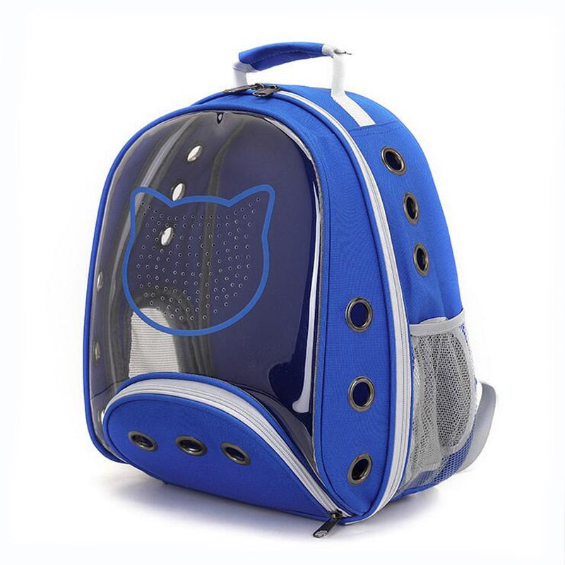 Petit sac a dos transparent chat bleu