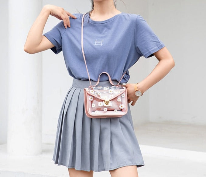 Sacoche Transparente Motif Fleurs