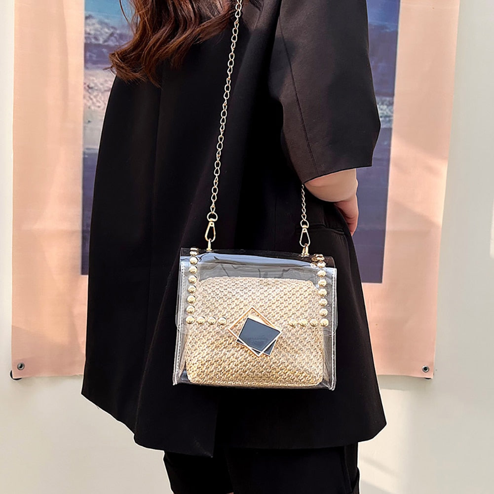 Sacoche Transparente En Paille d'Été