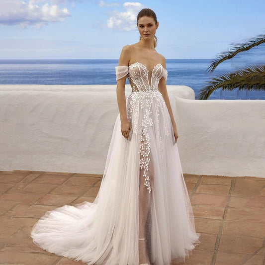 Robe de mariée haut dentelle transparente