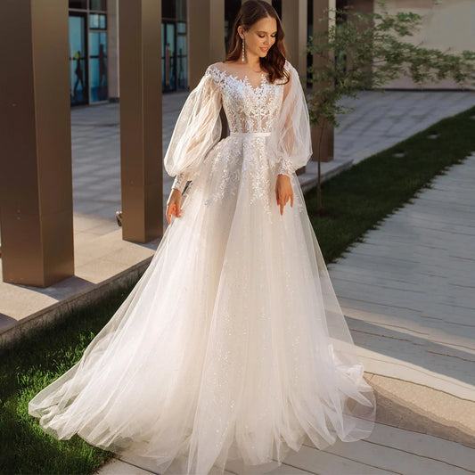 Robe de mariée transparente longue