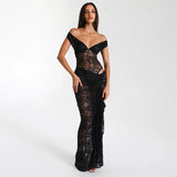 Robe longue transparente noire