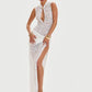 Robe longue dentelle noire transparente