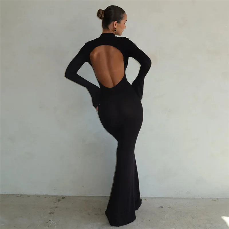 robe semi transparente longue noir