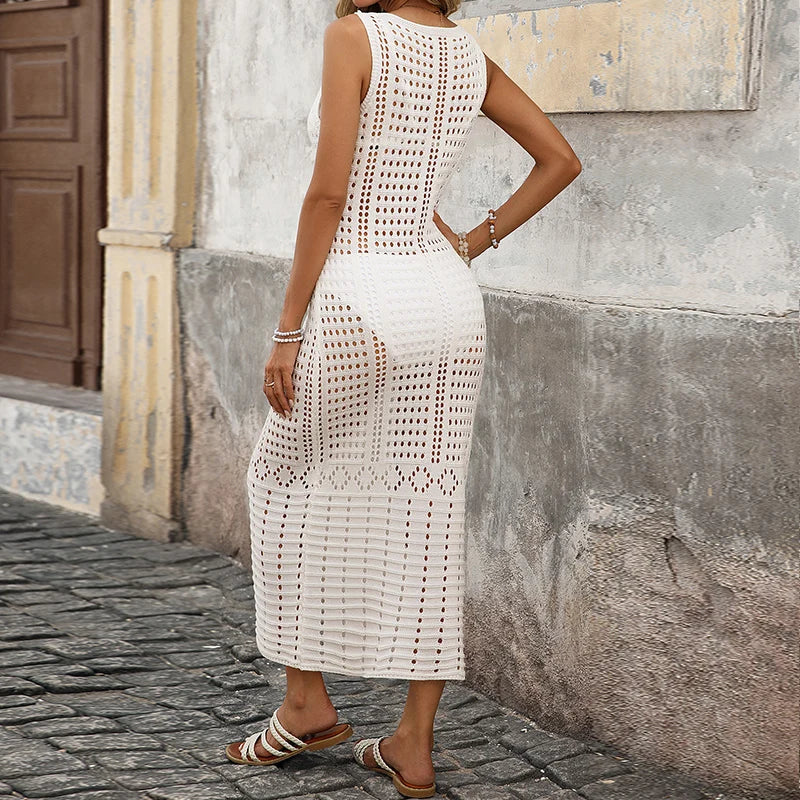 Robe cocktail blanche transparente