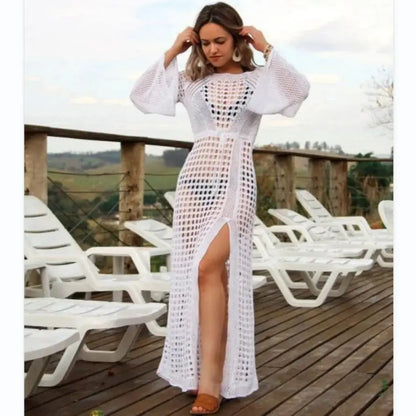 Robe longue plage blanche transparente
