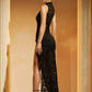 Robe longue dentelle noire transparente