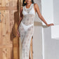 robe en maille blanche transparente longue