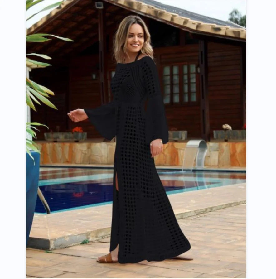 Robe longue plage blanche transparente