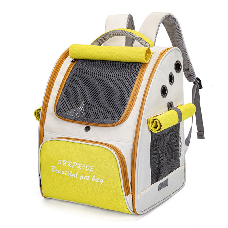 Sac a dos pour chat transparent jaune