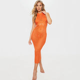 Robe en maille transparente orange